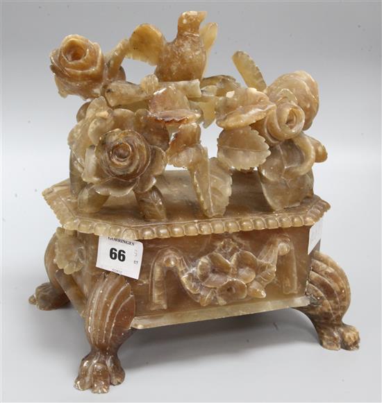 An Alabaster carved casket